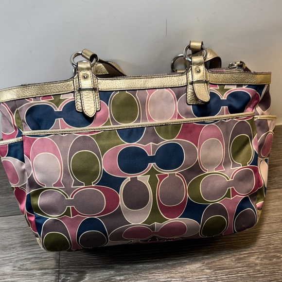 Coach Pink and Gold Signature Tote Bag - Picture 5 of 14